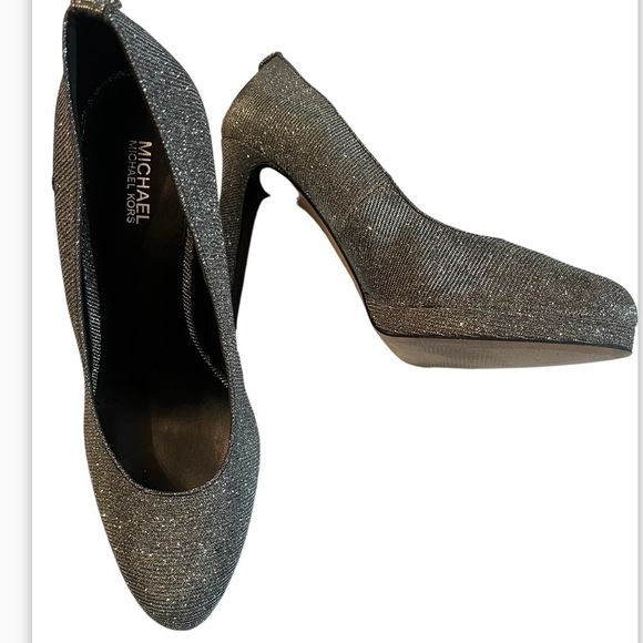 Michael Michael Kors Silver Glitter Heels Sz 7.5 Women’s Designer Heels - Picture 2 of 12
